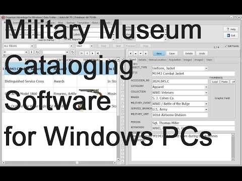 Military Museum Cataloging Software for Windows PCs