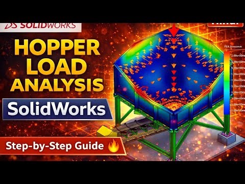 Hopper Load Analysis in SolidWorks Simulation | Stress & Deformation | Step-by-Step Hindi Tutorial