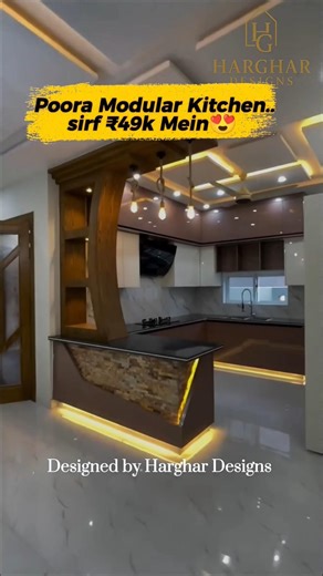 Full Modular Kitchen for only ₹49k! 😱 Luxury interiors at budget prices. ✨🏠 #ModularKitchen #Home