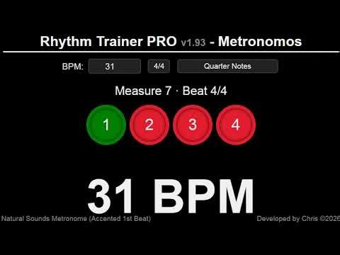 30-48 BPM_Increase Every 3 min.Quarter Notes (Accented 1st Beat) change at barline