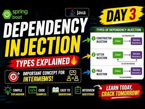 Spring Boot Day 3 🚀 | Dependency Injection & Types Explained 🔥