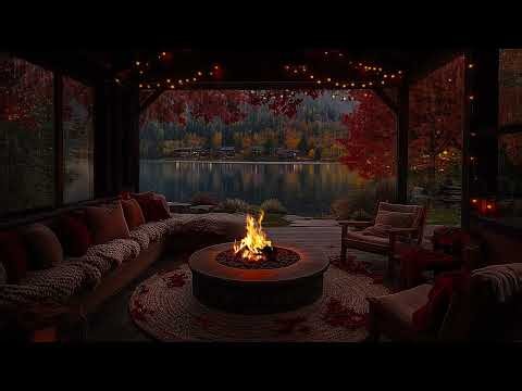 Rainy Autumn Lake House 🍂 Cozy Fireplace Ambience for Relaxation, Focus & Deep Sleep (No Ads)