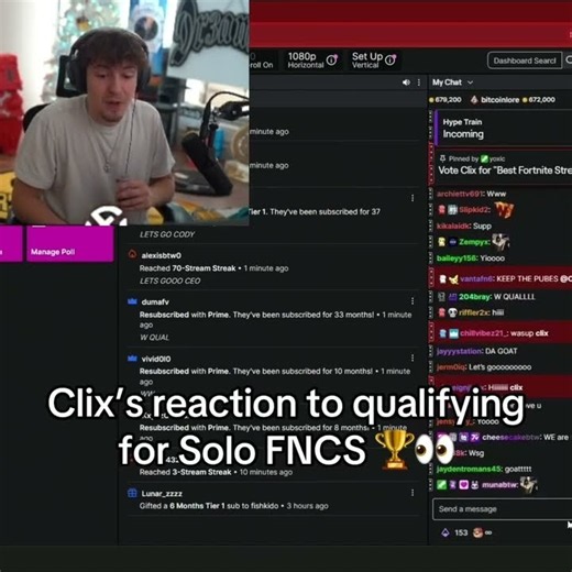 Clix's reaction to qualifying for Solo FNCS 🏆👀