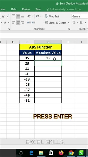 Absolute Value Formula in Excel