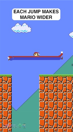 Each jump makes Mario WIDER!