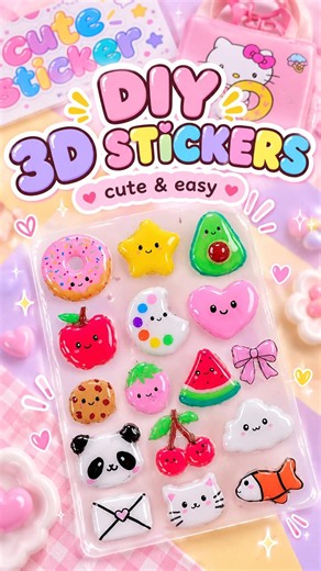DIY 3D Puffy Stickers! 🎀✨ Cute & Easy Craft Idea #shorts