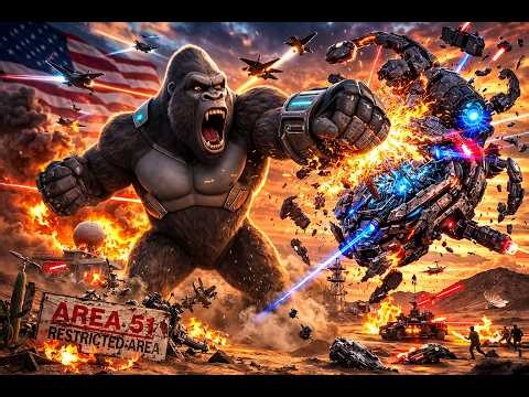KING KONG vs AREA 51 ALIEN MECHA! Epic US Military Battle 4K CGI Cinematic