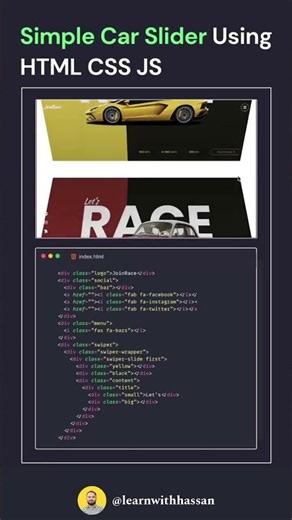 Car Animated Slider using HTML CSS JS | HTML,CSS & Pure JavaScript | CodeMinds