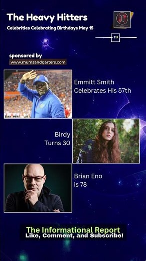 Happy Birthday Emmitt Smith, Brian Eno, & Birdy! 🏈🎹🎶