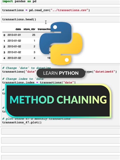 Learn Python: Method Chaining 💪 #python #tutorial #data#analytics #learnontiktok #mavenanalytics