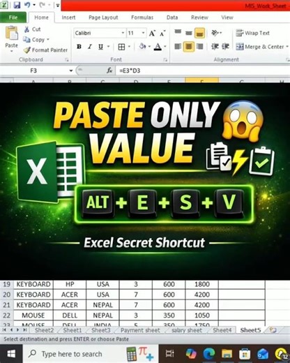 Copy Kiya? Ye Galti Mat Karna ❌ | Paste Special Excel #excel #viral #exceltricks #microsoftoffice