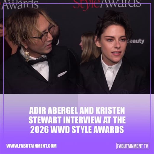 Fabutainment on Instagram: "Adir Abergel @hairbyadir and Kristen Stewart interview at the 2026 WWD Style Awards Women’s Wear Daily (WWD), the fashion and beauty industry’s voice of authority, returned to Los Angeles to honor the standout forces defining red carpet style during the most watched weekend of awards season. As part of ‘Golden Week,’ celebrating Hollywood’s most-watched red carpet, the WWD Style Awards spotlight the ingenuity, influence, and artistry shaping the most visible fashion a