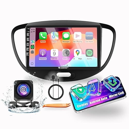 for Hyundai I10 2008-2012 Car CarPlay Android Auto Navigation Stereo GPS Radio Reverse Camera Display 9" IPS T