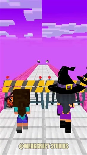 Aphmau vs Noob Girl： Who will cross the finish line first？ #aphmauminecraft #funnyshorts