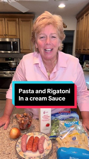 Pasta and sausage in a cream sauce 1/2 lb large rigatoni 4 sausage links EVOO 1 onion 1/2 cup white wine 2 cups, porcini mushrooms 1 handful fresh spinach 1/2 cup heavy cream 2 tbs butter Salt and pepper Parsley Pecorino Romano #pasta #dinner #italianfood#dinnerideas #easyrecipe