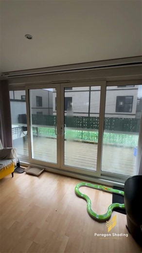 Motorised ZIP Blinds (Internal View) Black Solar Screen Fabric with White System