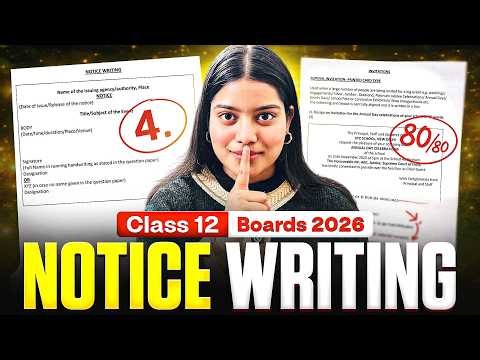 Notice Writing in 5 Minutes 🔥🤯 | Class 12 English Board Exam 2026 | Notice Writing Format + Tips