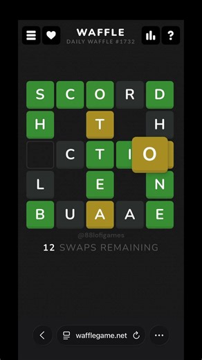Waffle #1732 - Oct 19, 2026 Solution