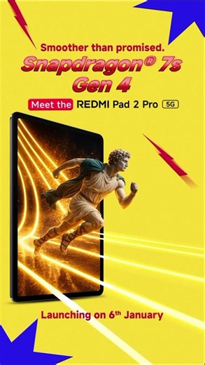 With Snapdragon® 7s Gen 4 at its core, #REDMIPad2Pro 5G keeps things fast, fluid, and effortless.