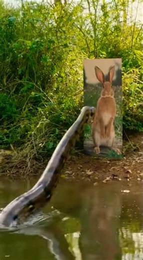 This Giant Python Keeps Attacking a Fake Rabbit😭 #Shorts #youtubeshorts #Python#Snake#Wildlife