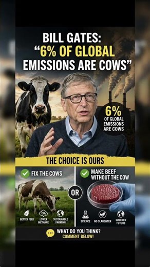 Bill Gates on Cows & Climate Change 🐄 | 6% Global Emissions Explained | Lab-Grown Meat Debate