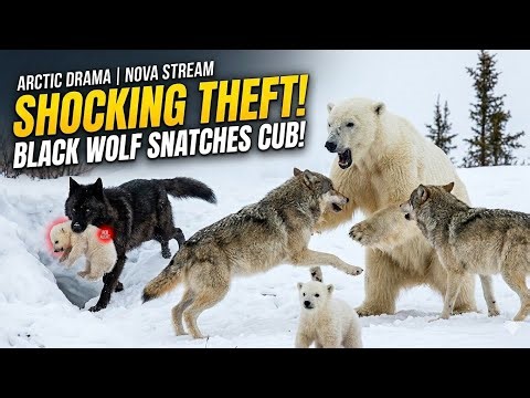 Distracting the Mother Bear: Black Wolf Kidnaps the Cub | Wildlife Drama 🐻❄️🐺 #wildlife #animals