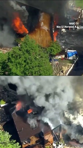 Fire crew work to contain massive house fire in New Jersey neighborhood