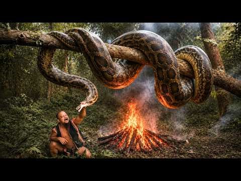 Cooking Whole Giant Python Failed - Catch & Cooking Snails - Cooking and Survival in the Wilderness