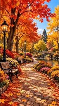 🍂 Beautiful Autumn Park Walk | Peaceful Fall Scenery & Relaxing Nature Ambience 🍁