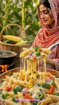 Cheesy White Sauce Pasta 😍 | Village Cooking & Food ASMR |ali fatima| #shorts #fyp