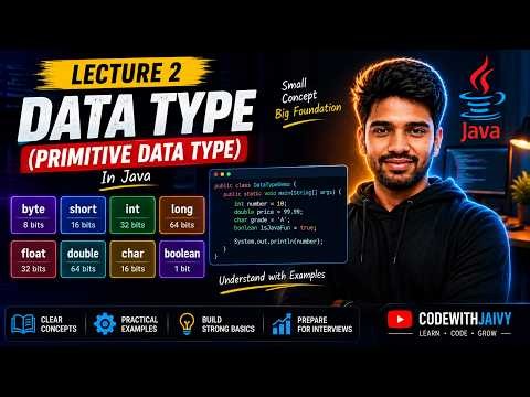 Java Data Types Explained | Primitive Data Types, Range, Size & Examples | DSA with Java #2