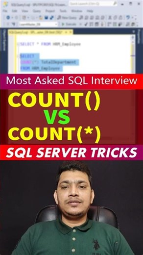 COUNT(*) vs COUNT(column) What's the Difference? #shorts #count() #sqlserver #sql #query #interview