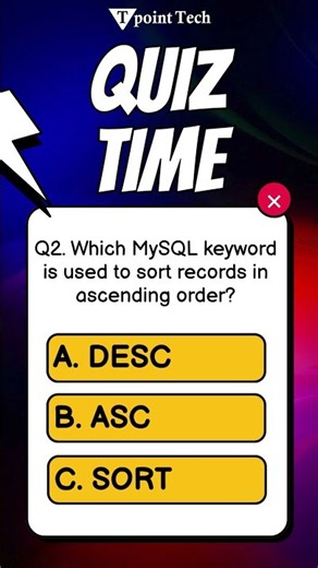 MySQL MCQs | MySQL Questions & Answers | Tpoint Tech