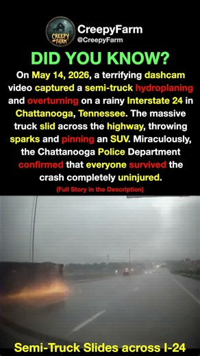 Hydroplaning Semi-Truck Slides Down I-24
