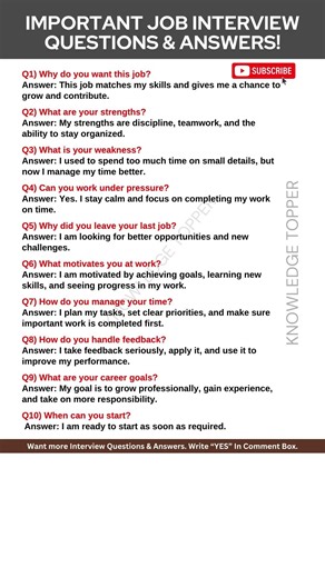 10 Basic Job Interview Questions and Answers