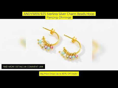 Andywen 925 Sterling Silver Charm Beads Hoop Piercing Ohrringe Pendiente