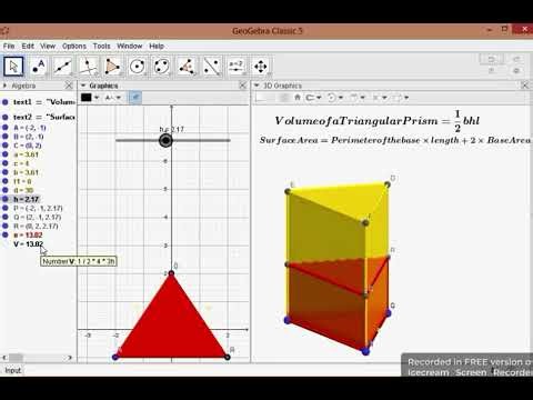 35 Volume of Triangular & Rectangular Prism using GeoGebra