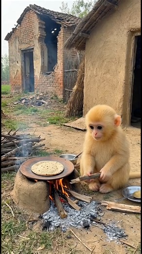 You Won't Believe What This Monkey Is Doing! 🐒 Wood Chopping & Roti Cooking Like a Human
