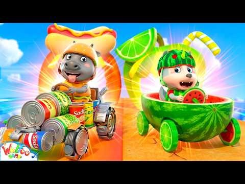 Recycled Car vs Vegetable Car Challenge ♻️🚗 Food Song for Kids | Kids Songs & Nursery Rhymes