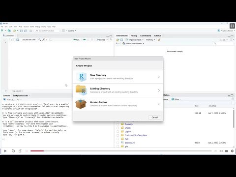 Creating an R Project using RStudio and importing data