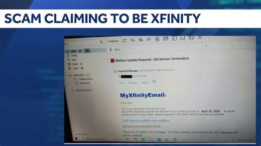 Scam email claiming to be from Xfinity urges users to upgrade their email accounts