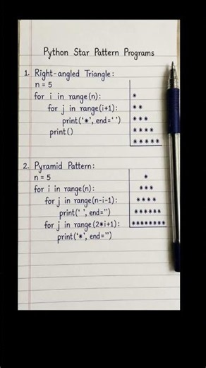 Python Pattern Programs 🔥 | Star ⭐ Number 🔢 Alphabet 🔤 Patterns # #education #webdevelopment #tech