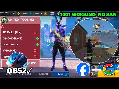 OB52 FREE FIRE MOD MENU 🔥 UNLIMITED DIAMOND HACK 🔥 FF MOD MENU APK 2025