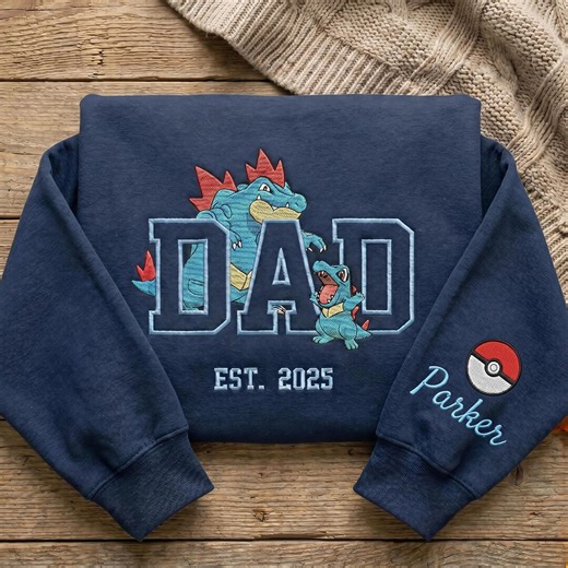 Pokadad Embroidered T-shirt, Custom Anime, First Father's Day Gift for Dad - Etsy