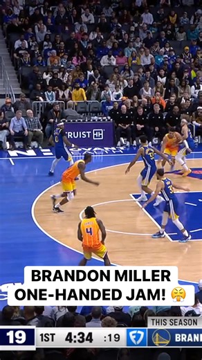 Brandon Miller attacks the rim for the THUNDEROUS one-handed slam! GSW-CHA • NBA TV Tap to watch ➡️ https://www.nba.com/how-to-watch-game-redirect/0022500462?partnerRef=NBA&platform=Facebook&surface=Post | NBA