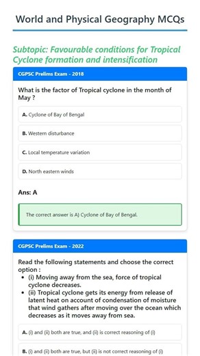 Favourable conditions for Tropical Cyclone formation and intensification