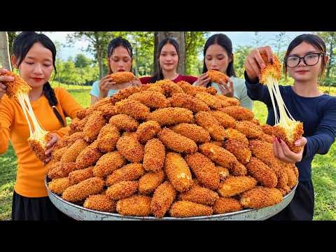 Amazing cooking noodle crusted crispy cheese fried chicken recipe | Amazing video