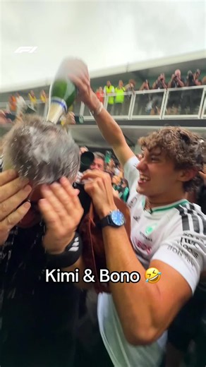 iconic duo = iconic celebrations 🍾 @Andrea Kimi Antonelli @Mercedes-AMG F1 #f1 #f1drivers #usgp #kimiantonelli #cota