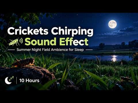 Crickets Chirping Sound Effect | Summer Night Field Ambience for Sleep (10 Hours)