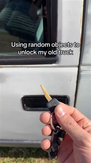 The Questionable Craftsman on Instagram: "Using random objects to unlock my old truck #chevy #silverado #gmc #truck #gmt400"